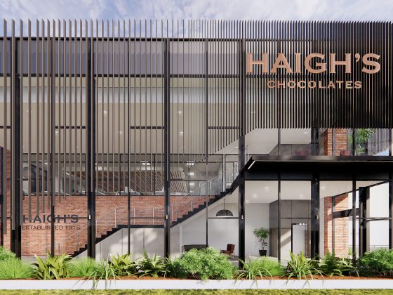 This is an image of Haigh's Chocolates new factory administration building entrance.